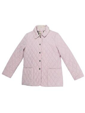 Burberry Authentic Pink Quilted Snap Closing Buttons Lining Jacket - Size Large